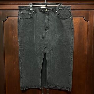 Abercrombie & Fitch Black Denim Midi Skirt